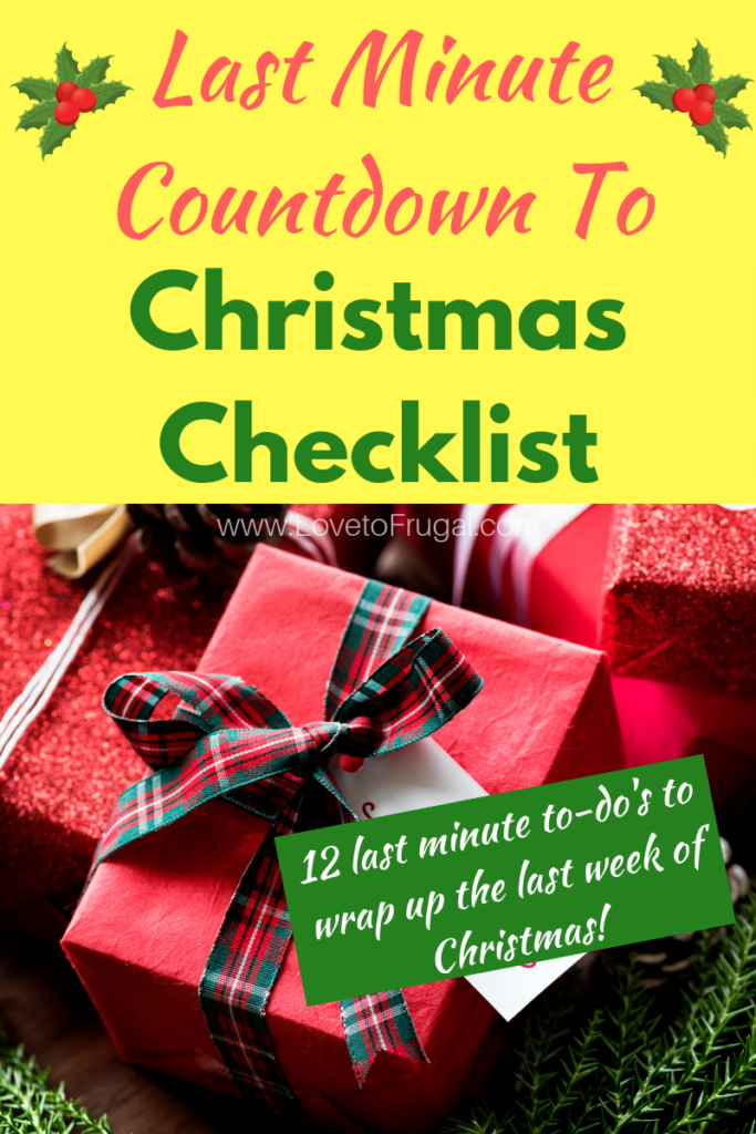 countdown to Christmas checklist