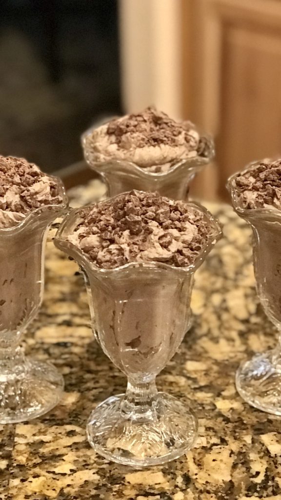 low carb chocolate mousse in glasses
