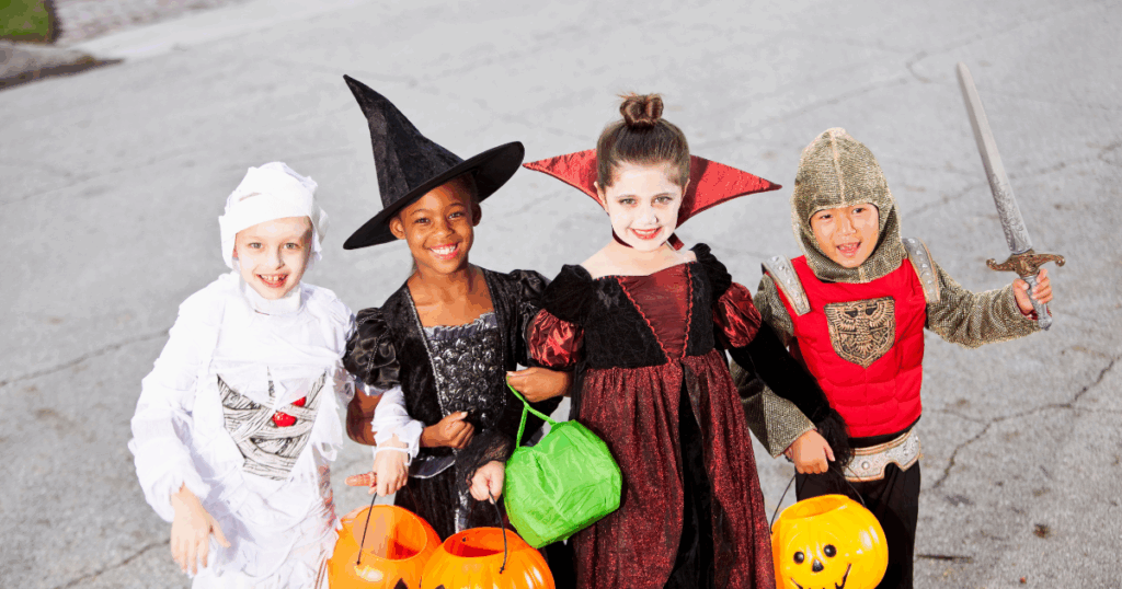 kids in halloween costumes