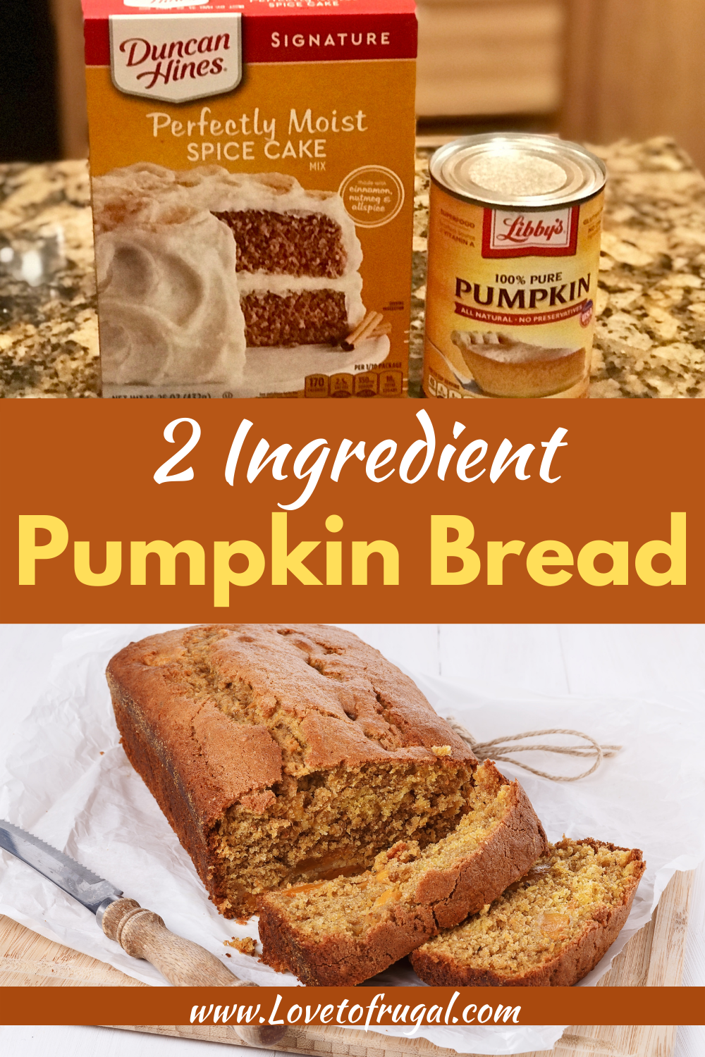 2 ingredient pumpkin bread