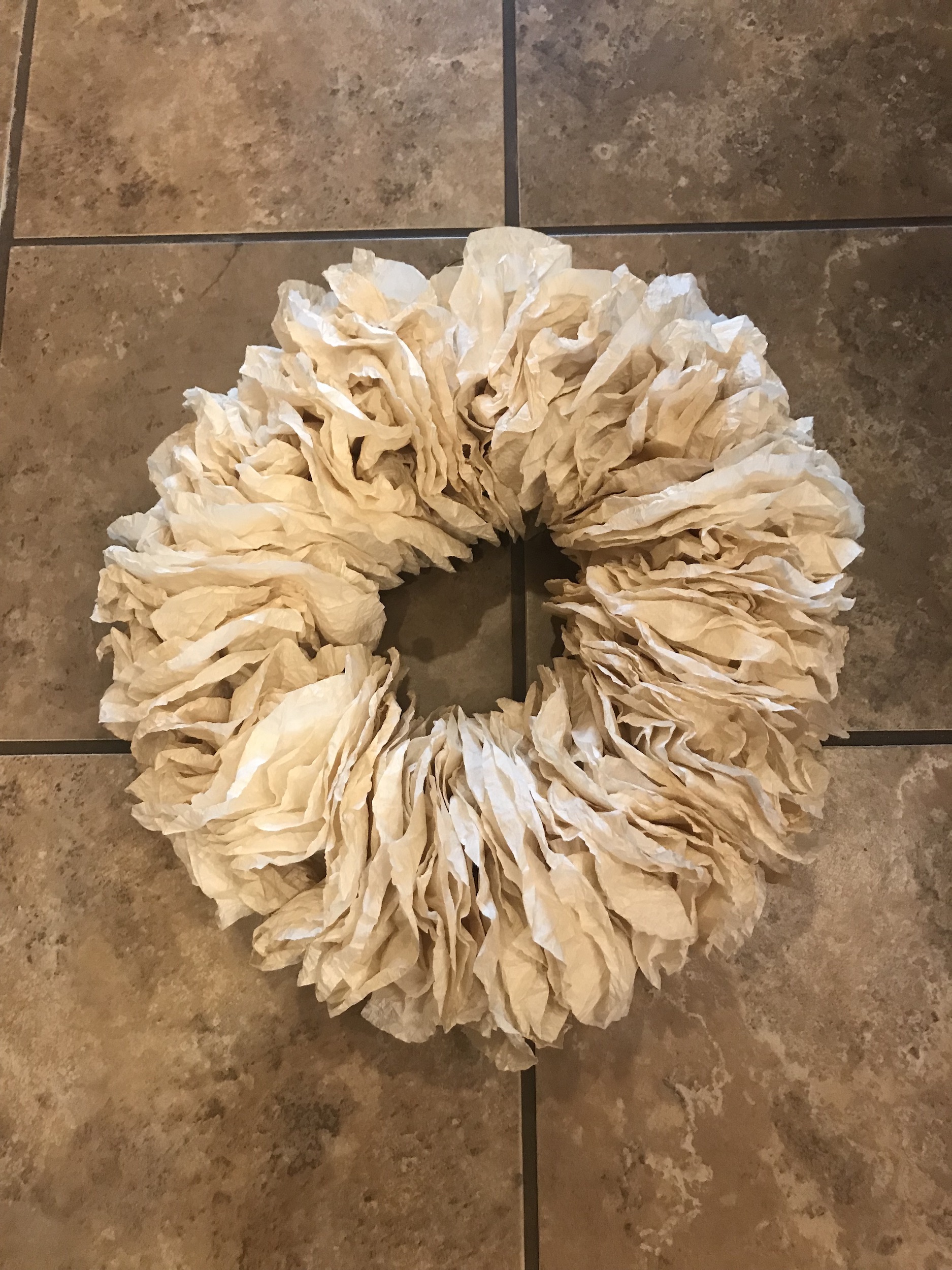 how to make a coffee filter wreath