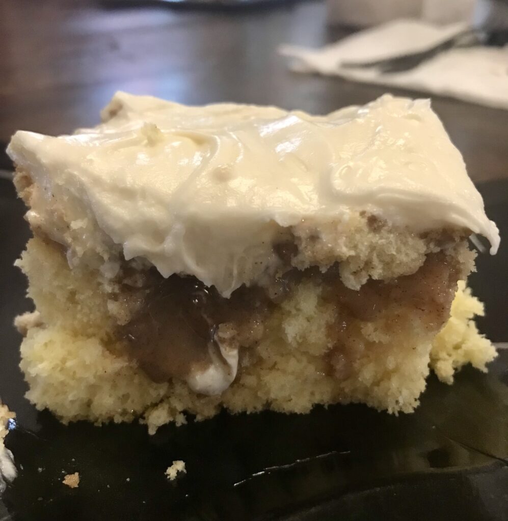 cinnamon roll poke cake