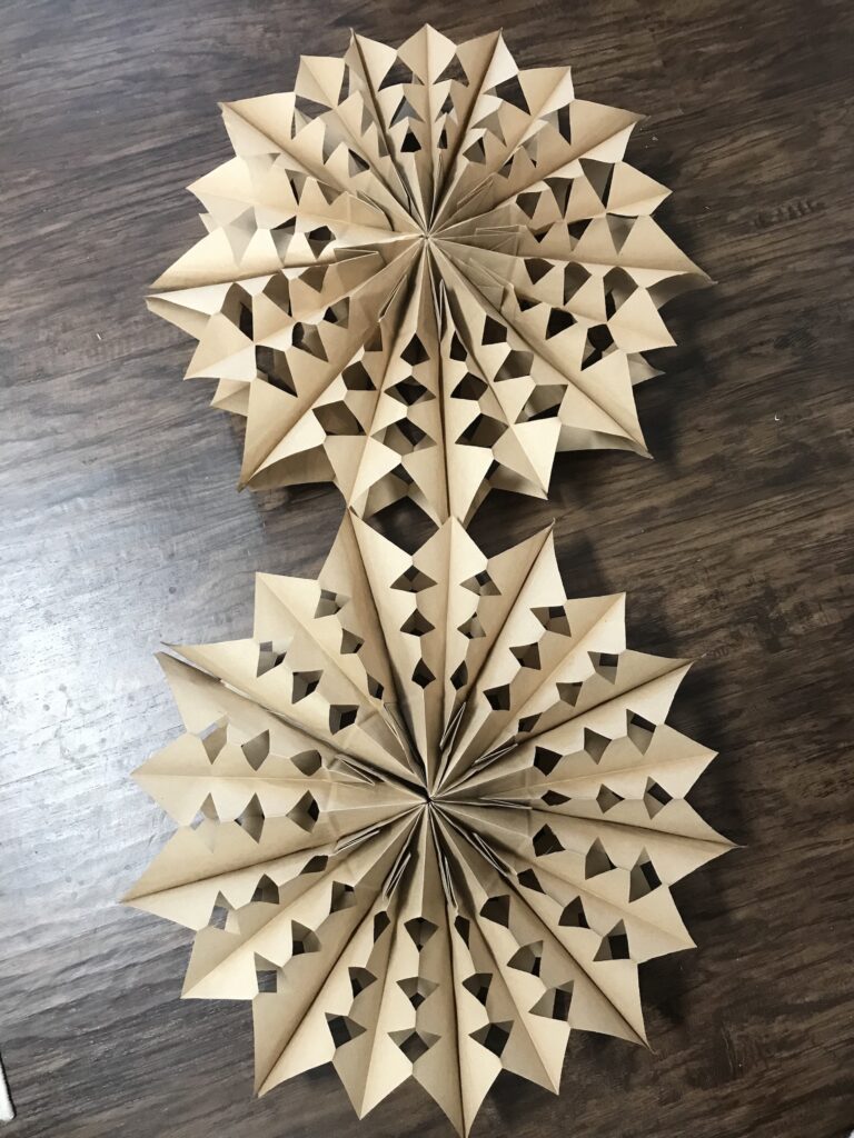 how to make paper bag snowflakes