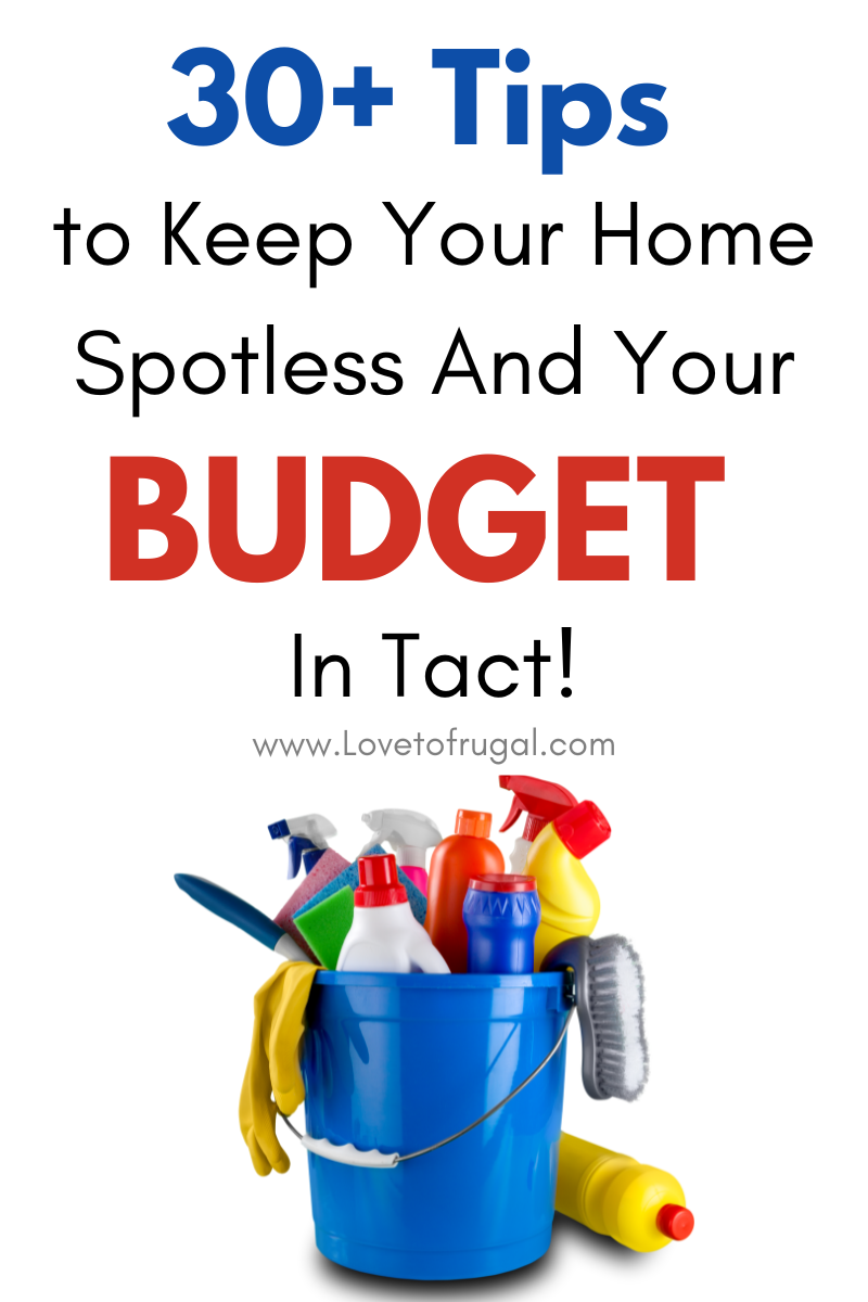 Frugal House Cleaning Tips cleaning bucket with supplies