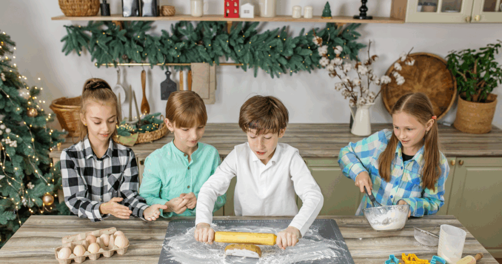 children baking cookies