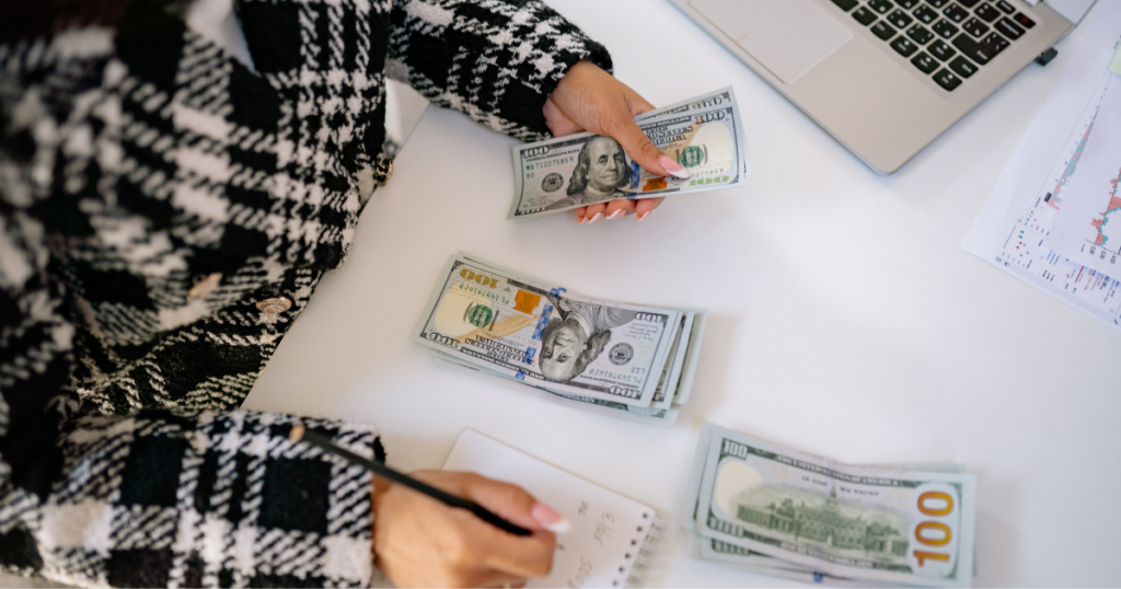 person budgeting money