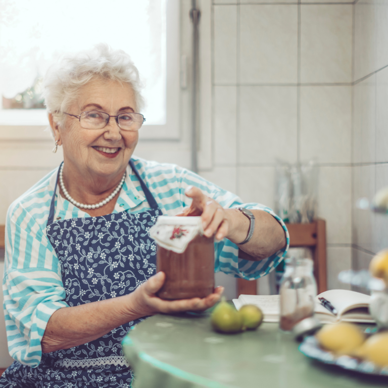 grandma holding canning jar