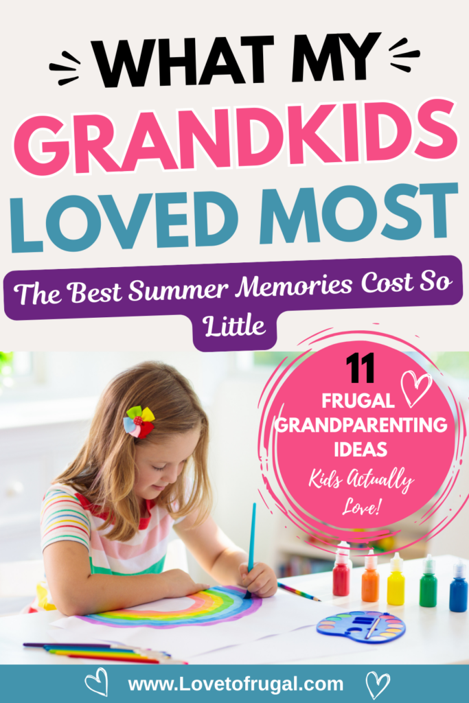 Young girl painting a colorful craft project. Frugal grandparenting ideas including simple summer activities and creative projects grandchildren love.